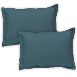 Future Home Lot de 2 taies d'oreiller unies en coton finition bourdon 50x70cm