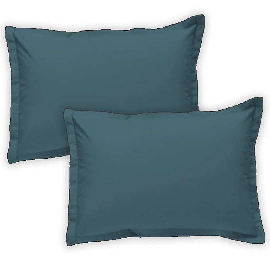 Future Home Lot de 2 taies d'oreiller unies en coton finition bourdon 50x70cm