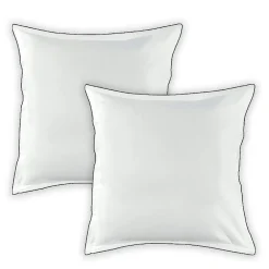 Future Home Lot de 2 taies d'oreiller unies en coton finition bourdon 65x65cm
