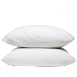 Bleu Calin Lot de 2 Taies d'oreiller unies 50x75cm PERCALE BLANC