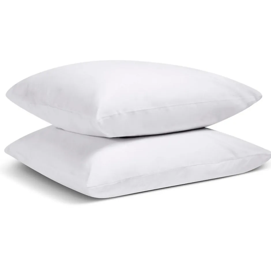 Bleu Calin Lot de 2 Taies d'oreiller unies 50x75cm PERCALE BLANC