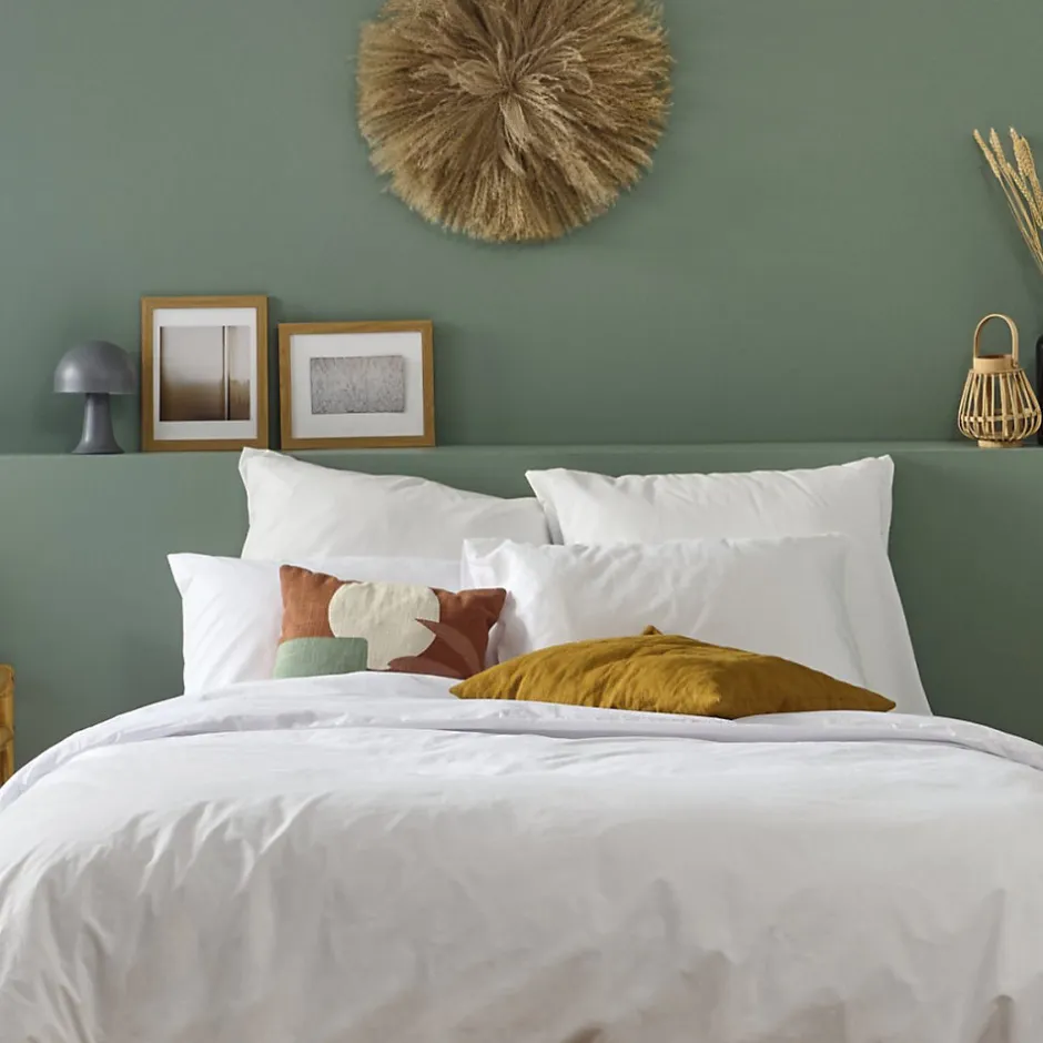 Bleu Calin Lot de 2 Taies d'oreiller unies 50x75cm PERCALE BLANC