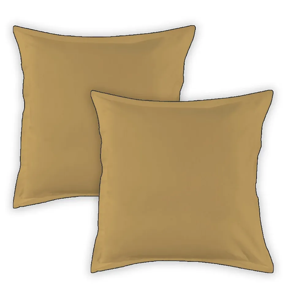 Future Home Lot de 2 taies d'oreiller unies en coton finition bourdon 65x65cm Discount