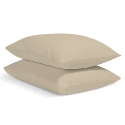 Bleu Calin Lot de 2 Taies d'oreiller unies 65x65cm PERCALE LIN Online
