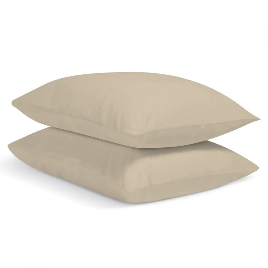 Bleu Calin Lot de 2 Taies d'oreiller unies 65x65cm PERCALE LIN Online