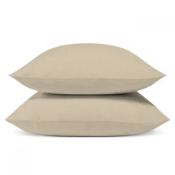 Bleu Calin Lot de 2 Taies d'oreiller unies 65x65cm PERCALE LIN Online