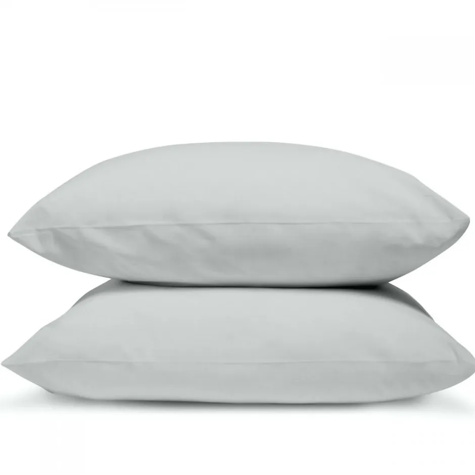 Bleu Calin Lot de 2 Taies d'oreiller unies 50x75cm PERCALE GRIS CLAIR