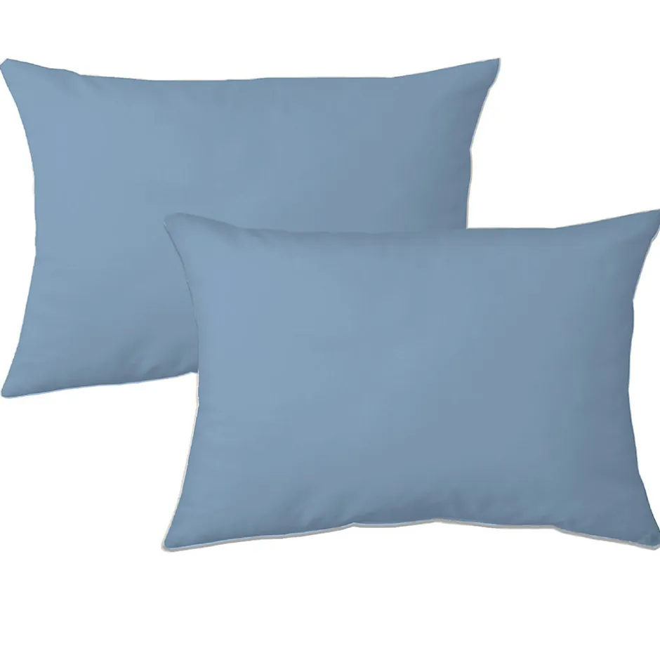 Linnea Lot de 2 taies d'oreiller 50x70 cm polyester microfibre LAGO bleu jean