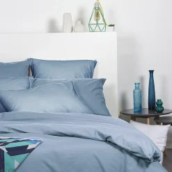 Linnea Lot de 2 taies d'oreiller 50x70 cm polyester microfibre LAGO bleu jean