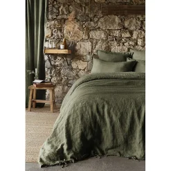 Meubletmoi Lot de 2 taies d'oreillers 60 x 60 cm en lin lavé vert - LUISA