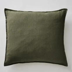 Meubletmoi Lot de 2 taies d'oreillers 60 x 60 cm en lin lavé vert - LUISA