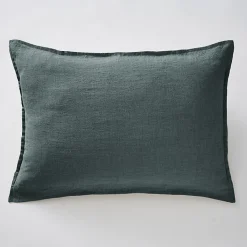 Meubletmoi Lot de 2 taies d'oreillers 50 x 70 cm en lin lavé bleu - LUISA New