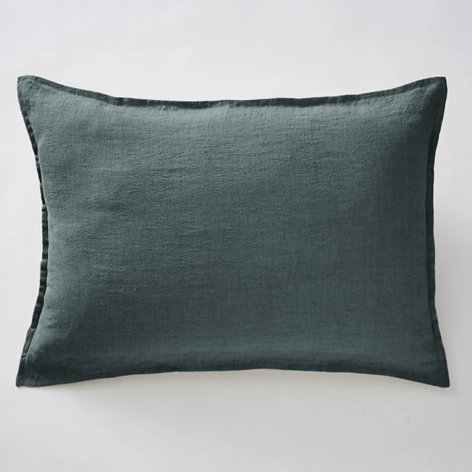 Meubletmoi Lot de 2 taies d'oreillers 50 x 70 cm en lin lavé bleu - LUISA New