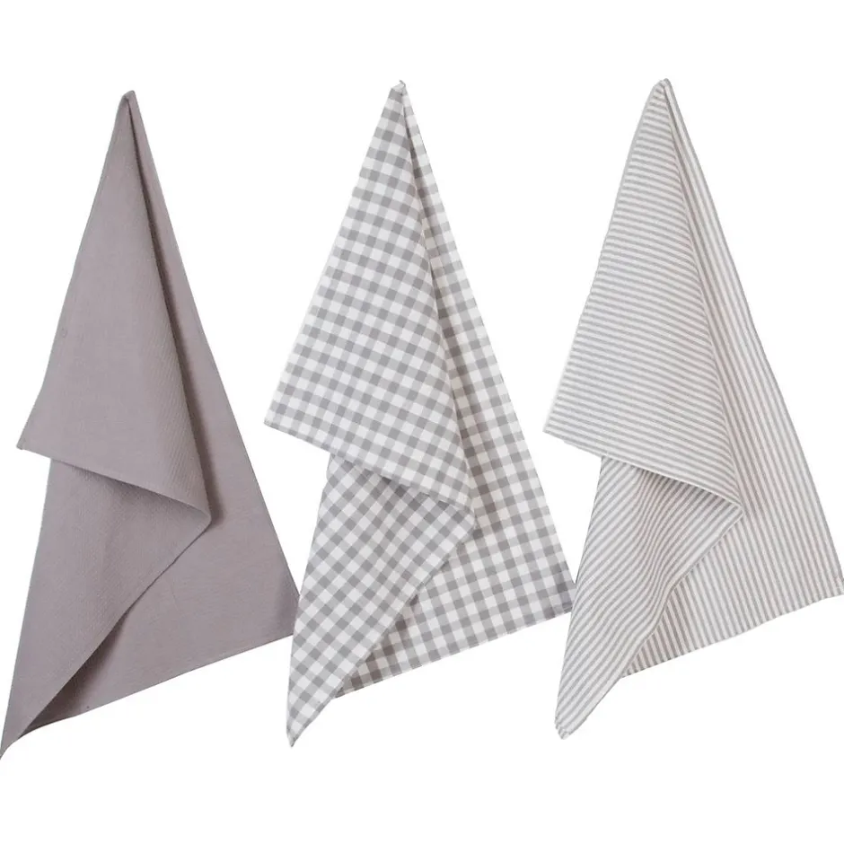 Atmosphera Créateur D'Intérieur Lot de 3 torchons en coton 45x70 - Taupe- Atmosphera Clearance