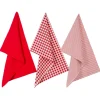 Atmosphera Créateur D'Intérieur Lot de 3 torchons en coton 45x70 - Rouge- Atmosphera