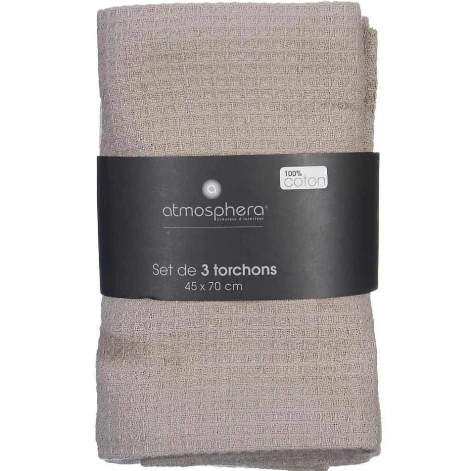 Atmosphera Créateur D'Intérieur Lot de 3 torchons en coton 45x70 - Rouge- Atmosphera