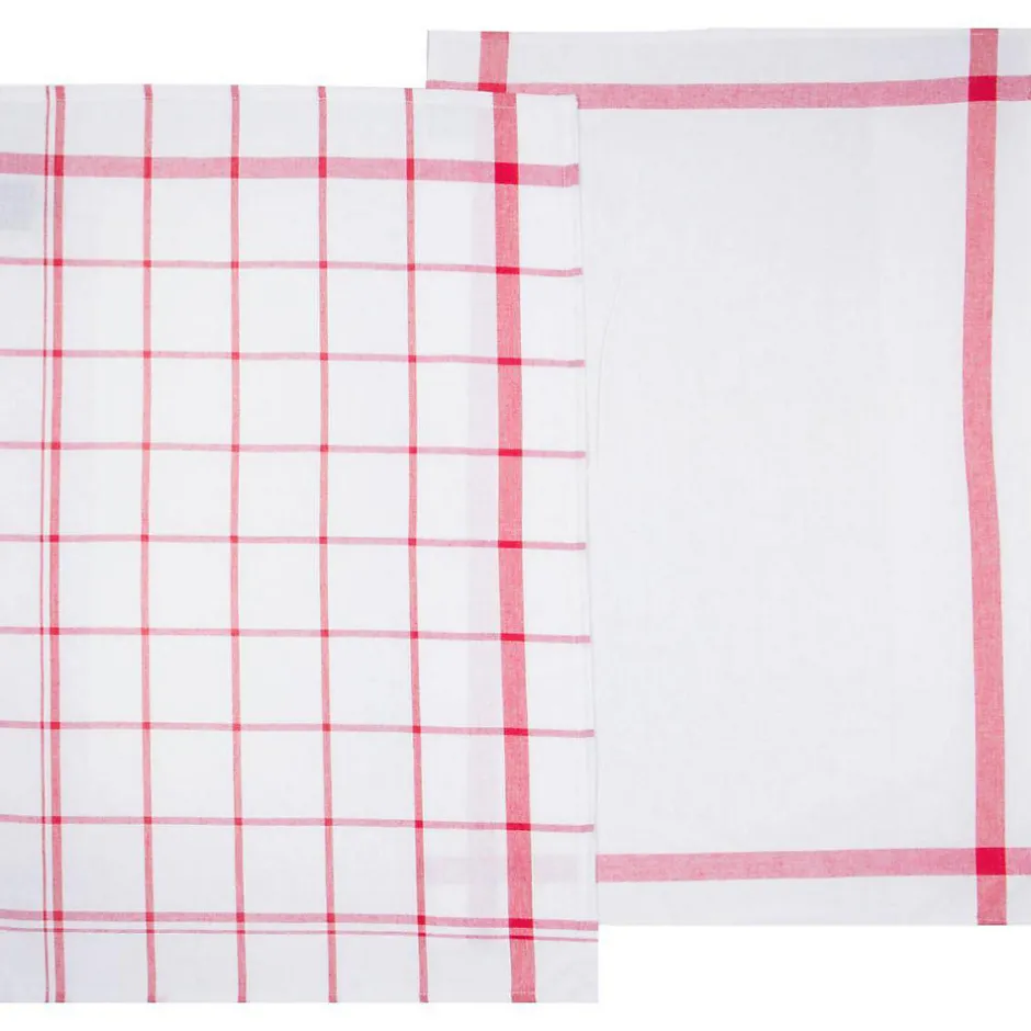 Atmosphera Créateur D'Intérieur Lot de 2 torchons imprimés - coton - rouge et blanc - 45x70 cm - Atmosphera