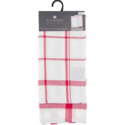 Atmosphera Créateur D'Intérieur Lot de 2 torchons imprimés - coton - rouge et blanc - 45x70 cm - Atmosphera