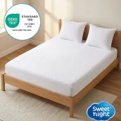 Sweetnight Lot Protège-Matelas 160x200 + 2 Protège-Oreillers 65x65 - Bouclette Éponge Coton Absorbante