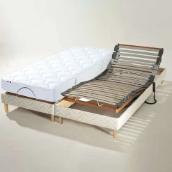 Idliterie Lot sommiers avec réglage fermeté au niveau lombaire 2x70x190 Discount