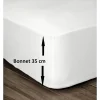 Lovely Home Drap Housse 100% Coton 140x190cm - Bonnet 35cm - Blanc