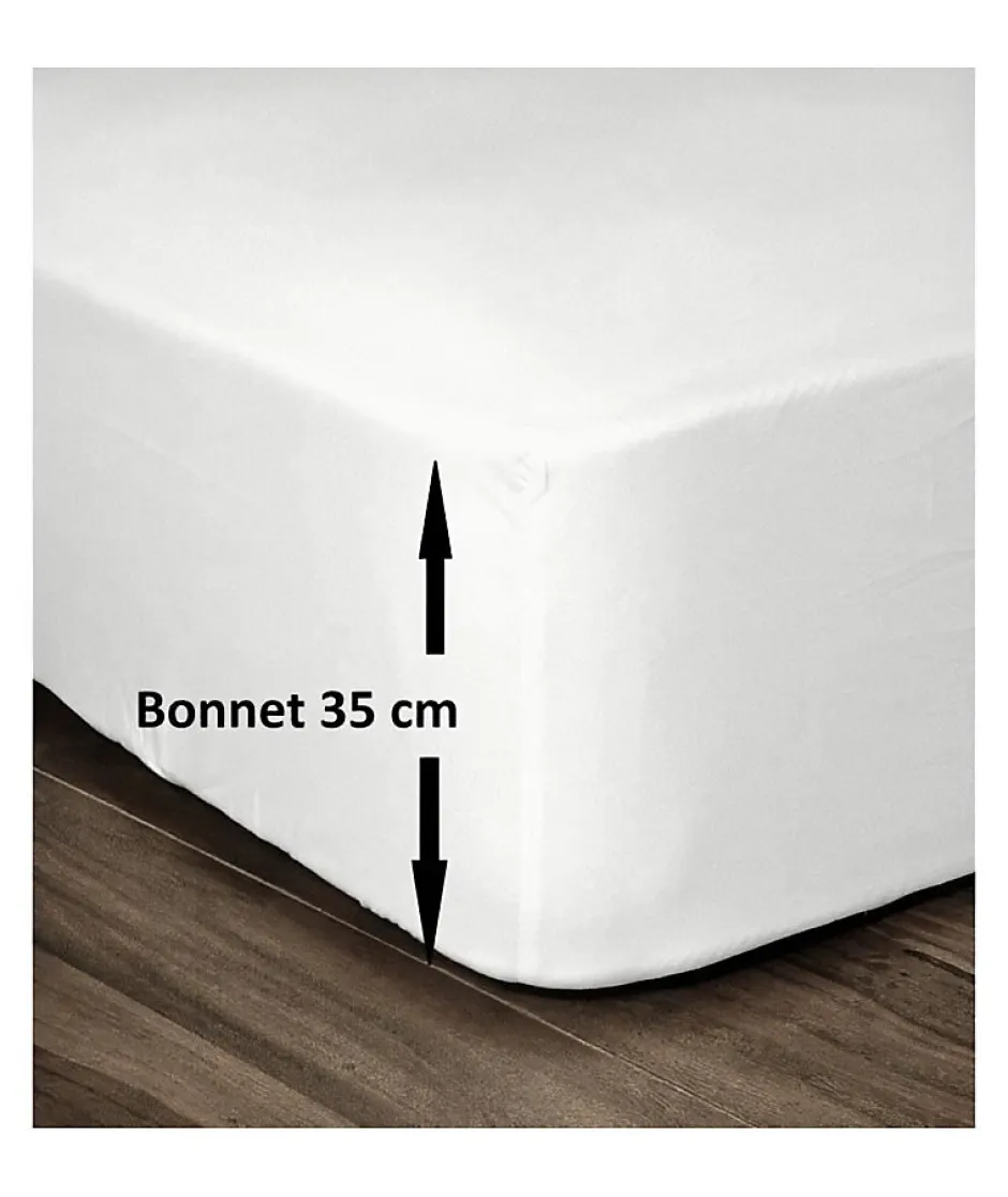 Lovely Home Drap Housse 100% Coton 140x190cm - Bonnet 35cm - Blanc