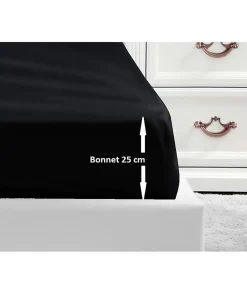 Lovely Home Drap Housse 100% coton 140x190x25 cm - Noir