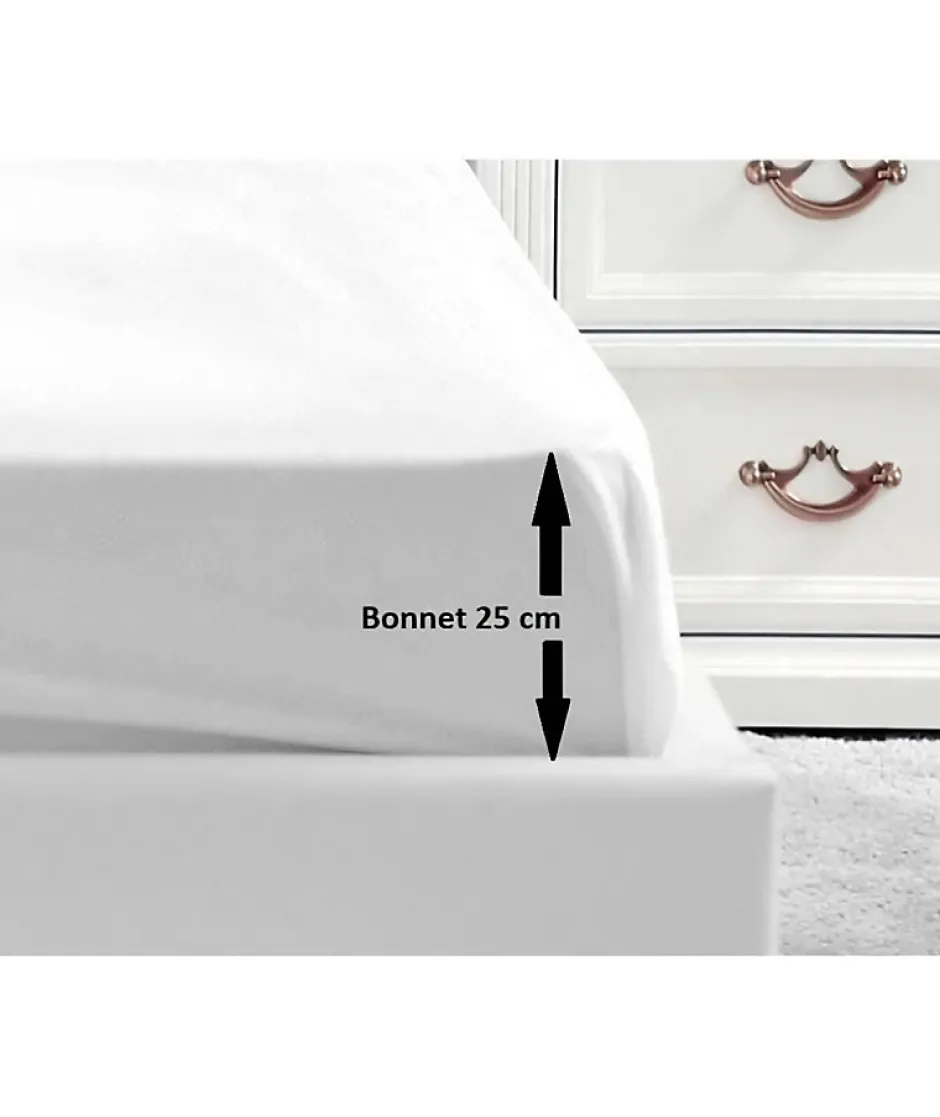 Lovely Home Drap Housse 100% coton 140x190x25 cm blanc Hot