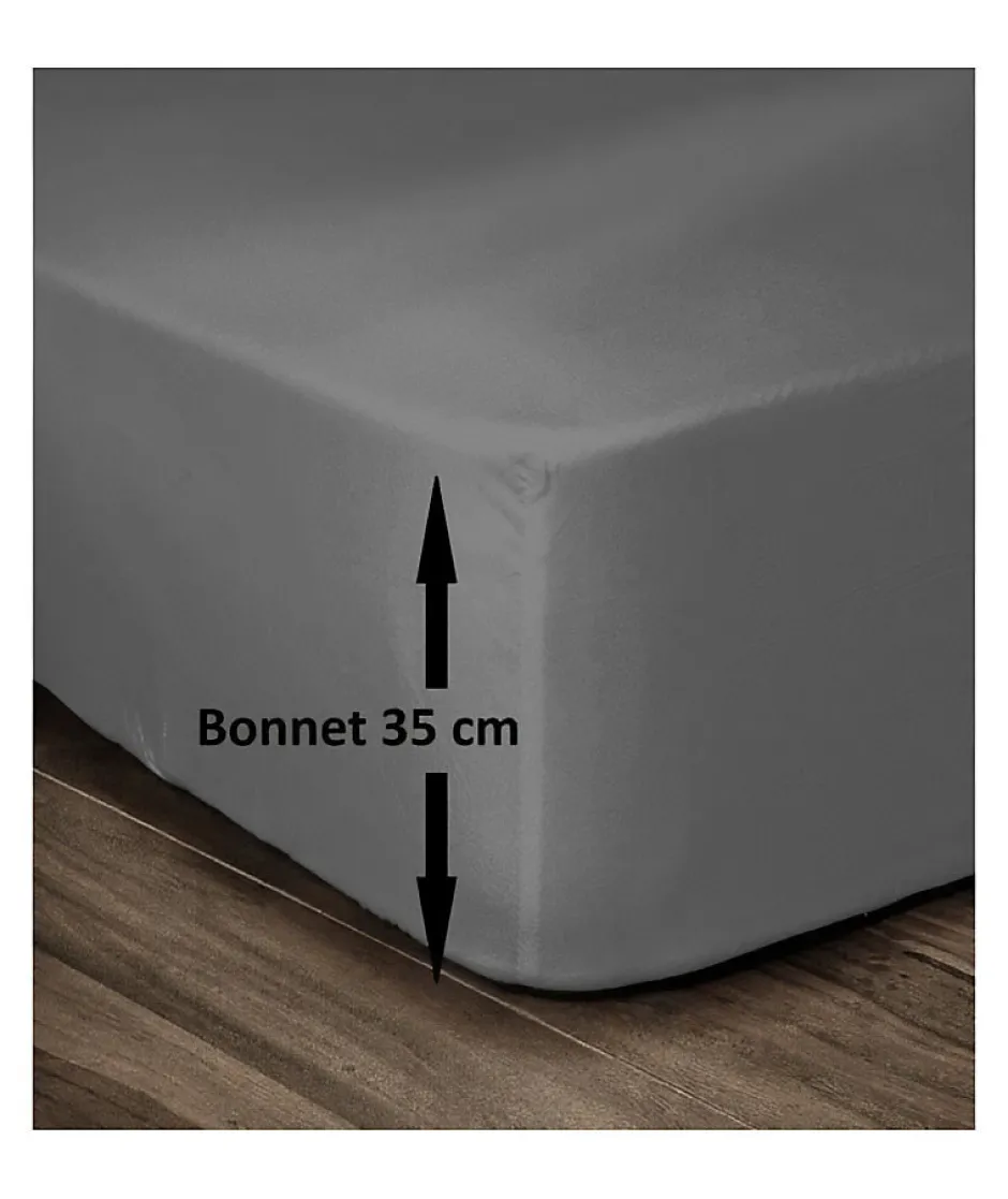 Lovely Home Drap Housse 100% Coton 180x200cm - Bonnet 35cm - Gris foncé Clearance