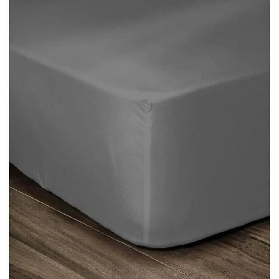 Lovely Home Drap Housse 100% Coton 180x200cm - Bonnet 35cm - Gris foncé Clearance