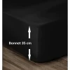 Lovely Home Drap Housse 100% Coton 160x200cm - Bonnet 35cm - Noir