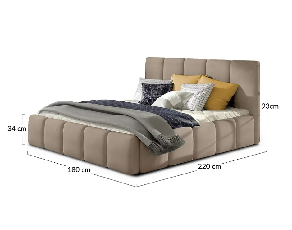 Best Mobilier Lucea - lit coffre - 160x200 - sommier inclus - en velours - Outlet