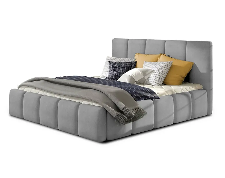 Best Mobilier Lucea - lit coffre - 160x200 - sommier inclus - en velours - Outlet