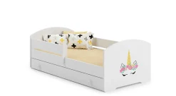 Kobi LUK lit enfant avec tiroir et barreau 160x80 corne de licorne