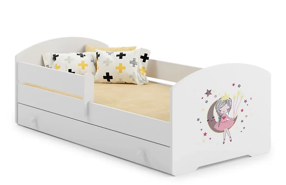Kobi LUK lit enfant avec tiroir et barreau 140x70 princesse endormie Hot