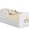 Kobi LUK lit enfant avec tiroir et barreau 140x70 corne de licorne