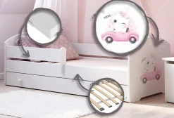 Kobi LUK lit enfant avec tiroir et barreau 140x70 Cat Clearance