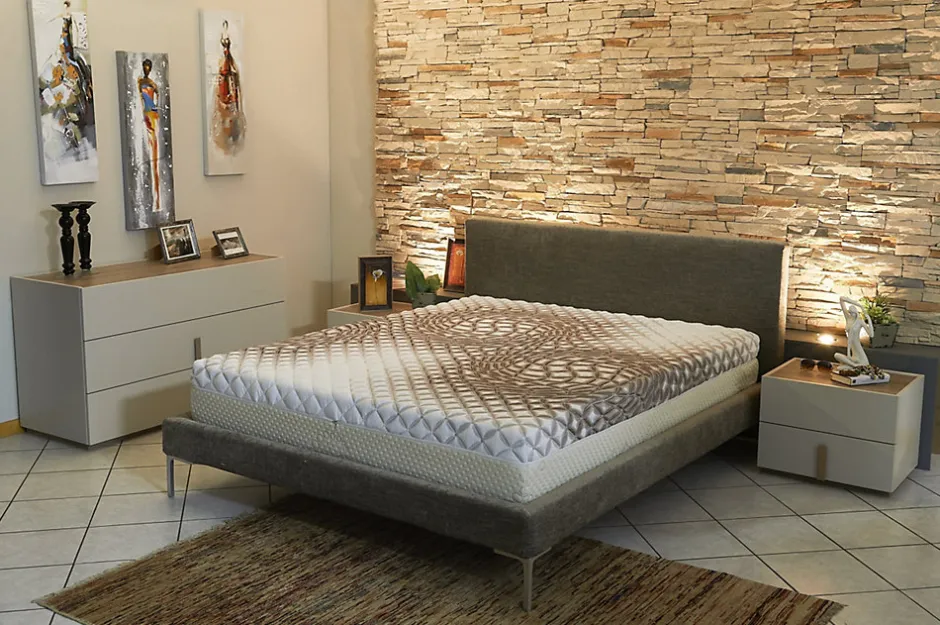 King Of Dreams Matelas - Face ete + Face Hiver Memoire de forme 55 Kg/m3 Tissu Soja Naturel 24 cm luxury brown - Soutien Ferme - Dehoussable Hou