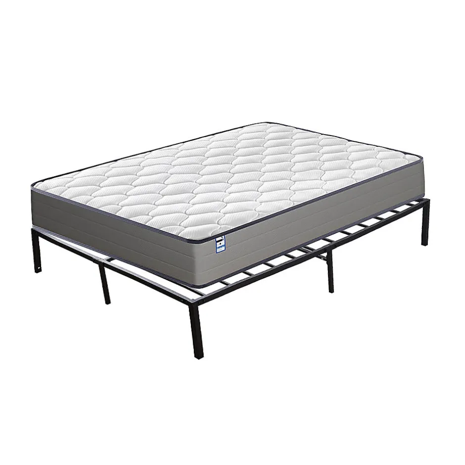 Teeno Matelas à ressorts de 20 cm d'épaisseur + cadre de lit en métal de 160x200 cm Hot