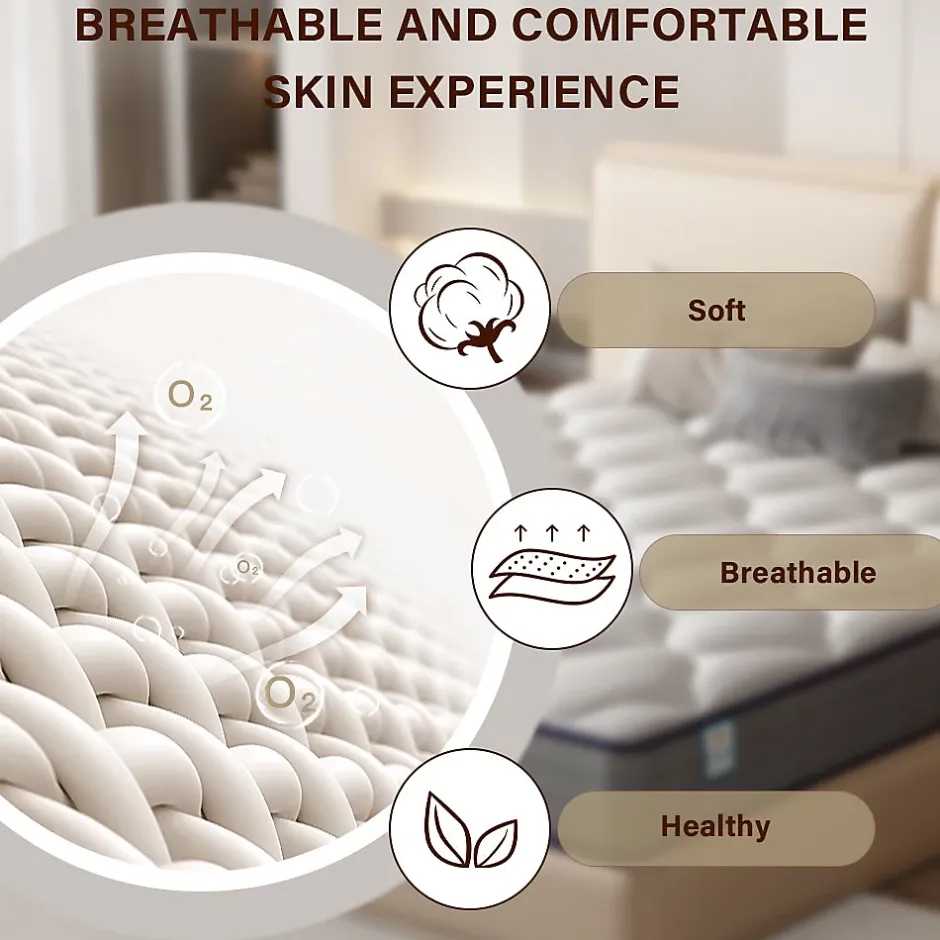 Teeno Matelas à ressorts de 20 cm d'épaisseur + cadre de lit en métal de 160x200 cm Hot