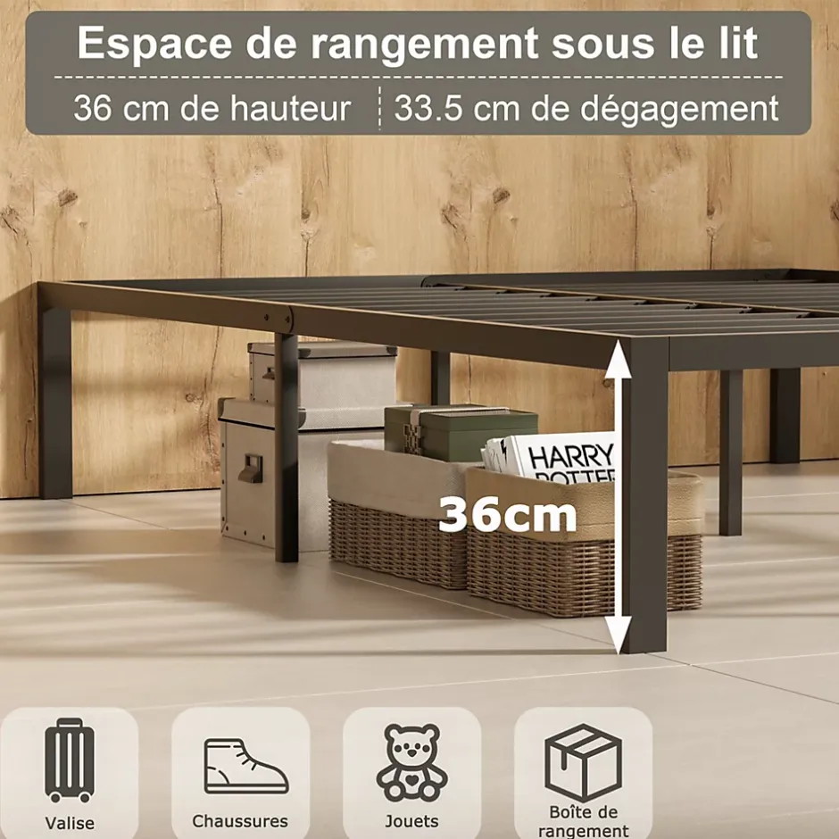 Teeno Matelas à ressorts de 20 cm d'épaisseur + cadre de lit en métal de 160x200 cm Hot