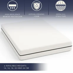 The White Stone Matelas 140 X 200 Hauteur 14 cm Orthopédique Hypoallergénique Fabriqué en Italie