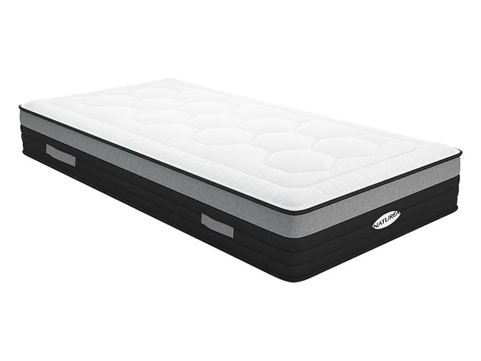 Vente-unique Matelas 90 x 200 cm hybride ressorts ensachés 7 zones et mémoire de forme ép.25cm - AMARANTE de NATUREA