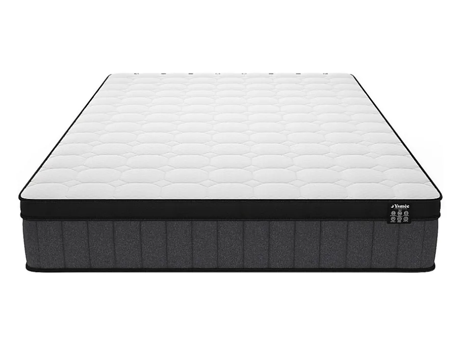 Vente-unique Matelas 160 x 200 cm hybride ressorts ensachés 7 zones et gel à mémoire de forme ép.25cm - TOLCA de YSMÉE