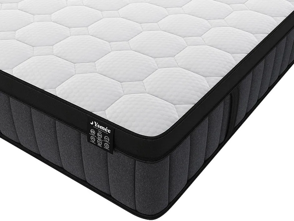 Vente-unique Matelas 160 x 200 cm hybride ressorts ensachés 7 zones et gel à mémoire de forme ép.25cm - TOLCA de YSMÉE