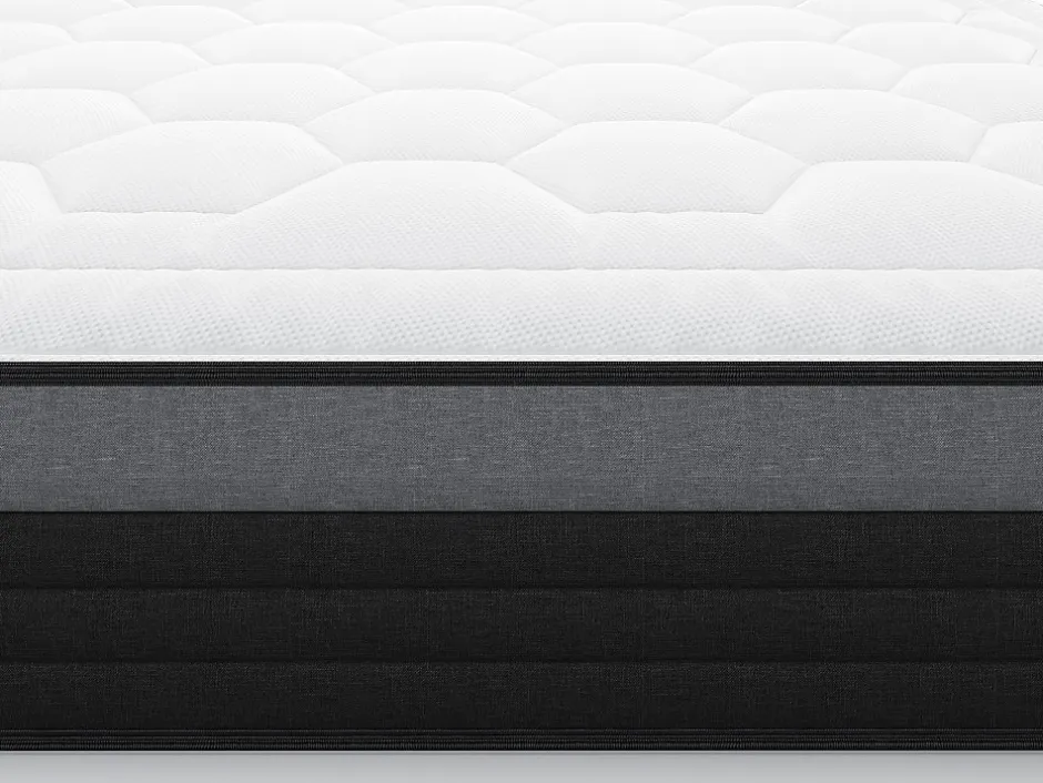 Vente-unique Matelas 160 x 200 cm hybride ressorts ensachés 7 zones et mémoire de forme ép.25cm - AMARANTE de NATUREA