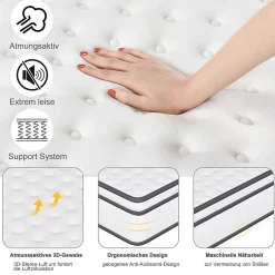 ProximaX Matelas 140 x 190 cm ressorts ensachés et surmatelas intégré ép.25cm Sale