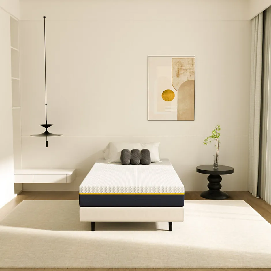 Teeno Matelas adulte double couche en mousse mousse à mémoire de forme fibre de charbon de bambou, 90x190 cm, 17 cm d'épaisseur