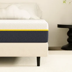 Teeno Matelas adulte double couche en mousse mousse à mémoire de forme fibre de charbon de bambou, 90x190 cm, 17 cm d'épaisseur