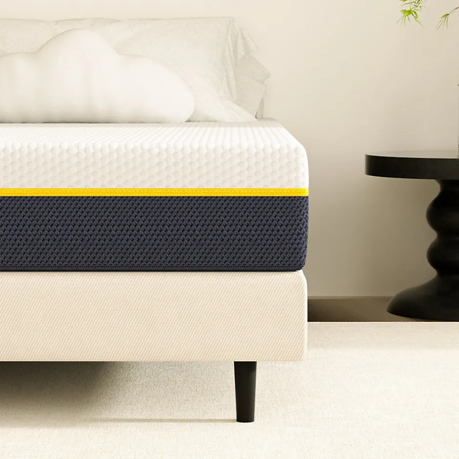Teeno Matelas adulte double couche en mousse mousse à mémoire de forme fibre de charbon de bambou, 90x190 cm, 17 cm d'épaisseur